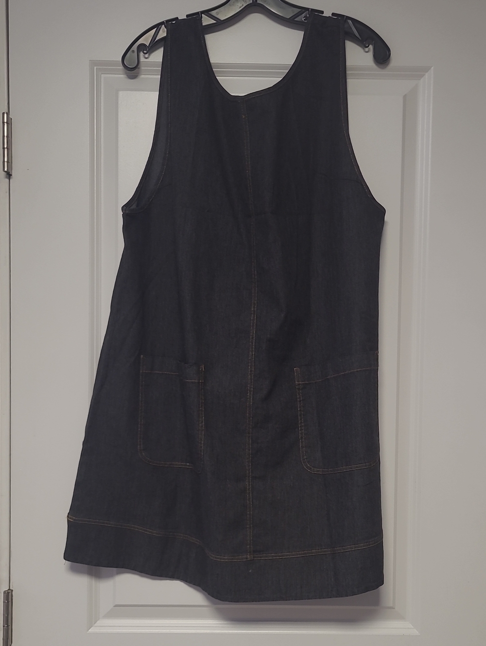 Classic Black Denim Pinafore Dress